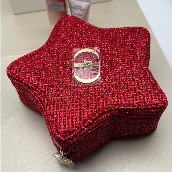 Christian Dior Red Star-Shaped Cosmetic Bag W/LaMousse & Dior Prestige Cream Box - Picture 11 of 17